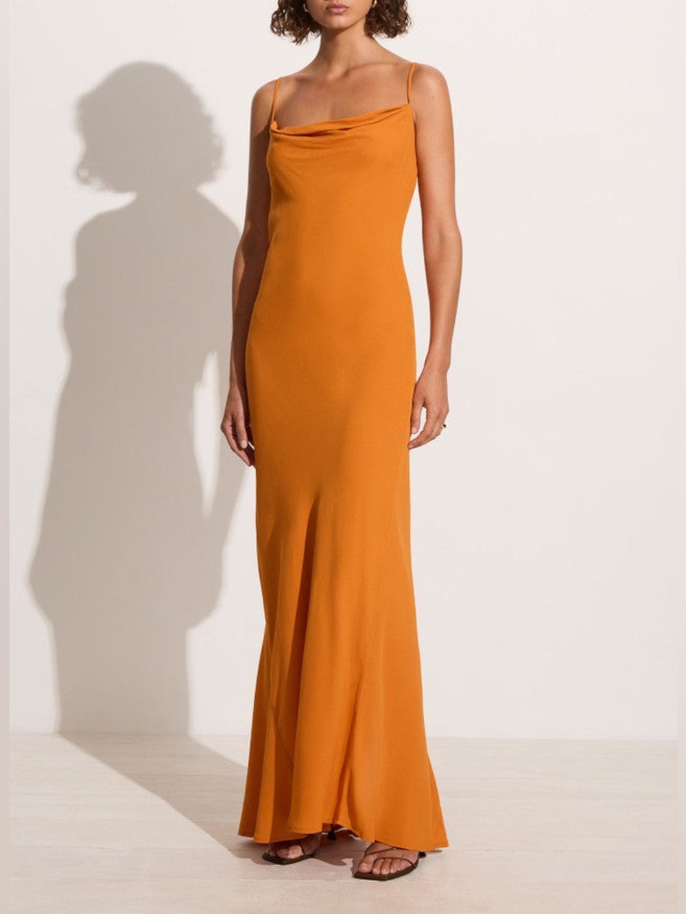 Faithfull the Brand Sisudo Maxi Dress Orange Cowl Neck US 8 / L